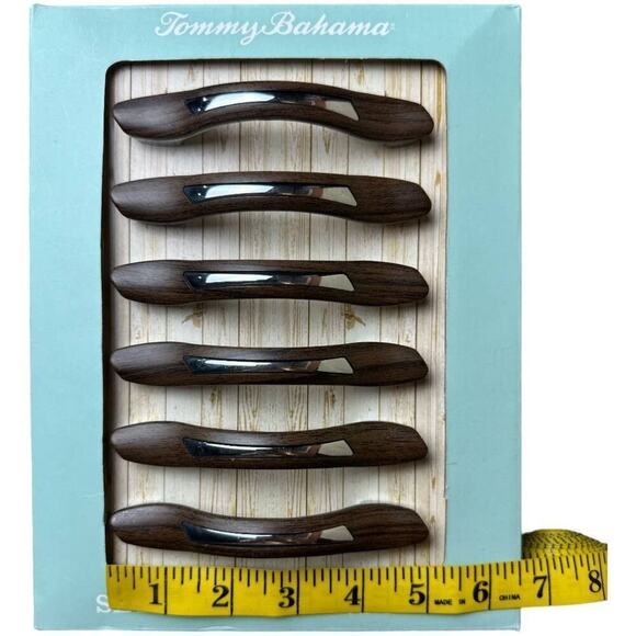 Tommy Bahama Brown Silver Pull Set Of 6 Drawer Pulls NIB - Picture 4 of 5